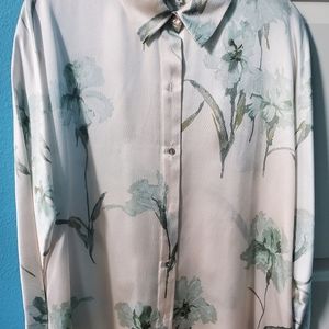 VINCE SPRING 2020 SILK GREEN IRIS BLOUSE